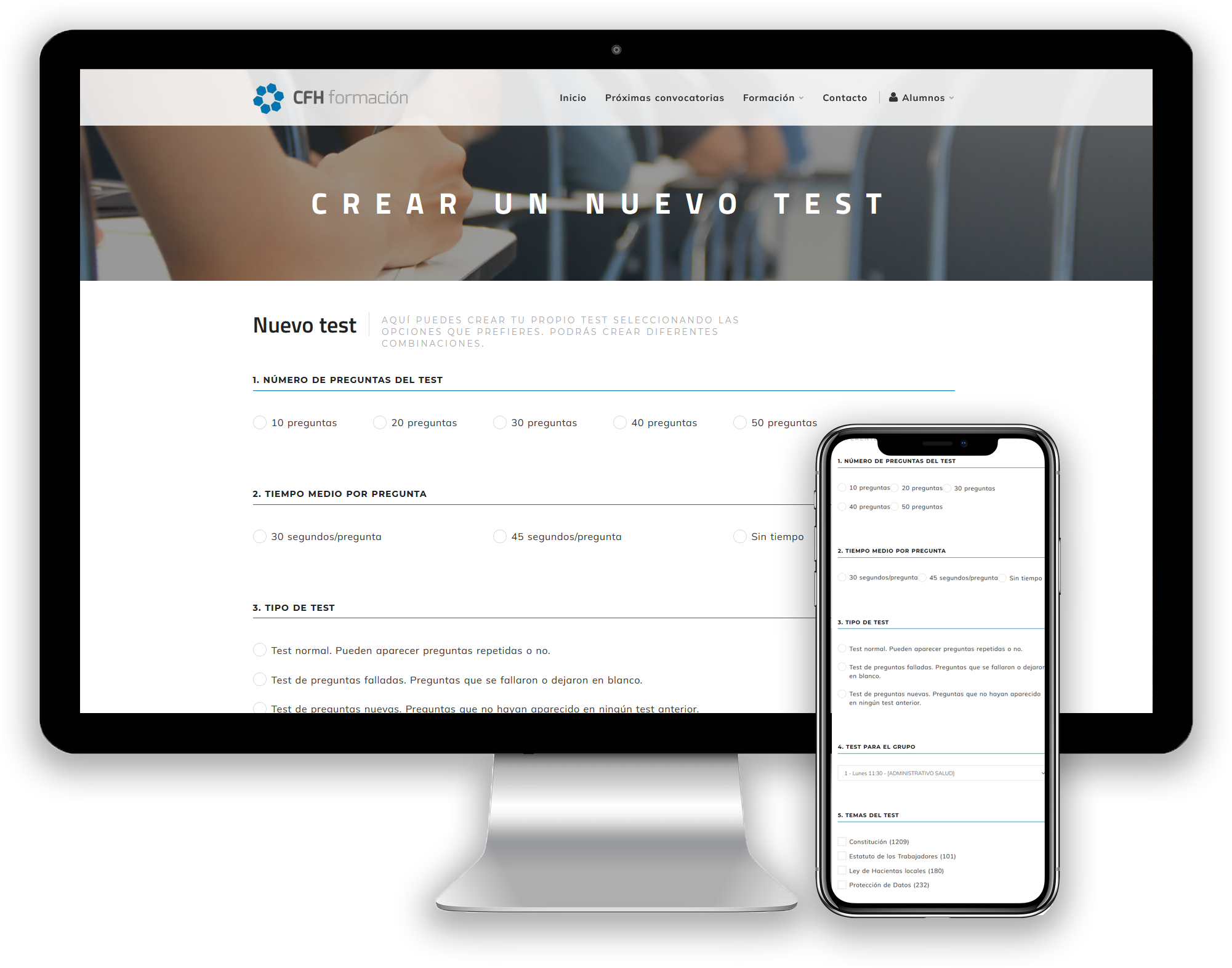 Configurar test online